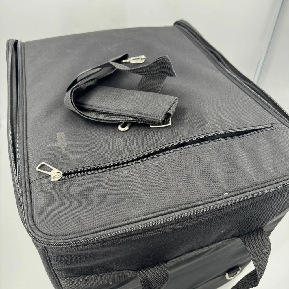 The Wine Check Luggage Wine Carrier Black 12 Bottle Rolling Bag Strap